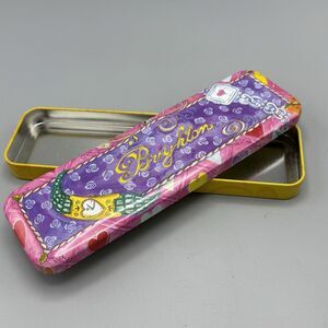 Brighton Pink Purple Rectangle Empty Watch Tin Trinket Pencil Box Romance 9.5"